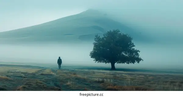 Solitary Figure in the Misty Field