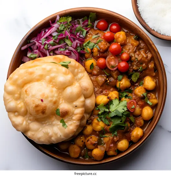 Indian Chickpea Curry and Fried Bread
