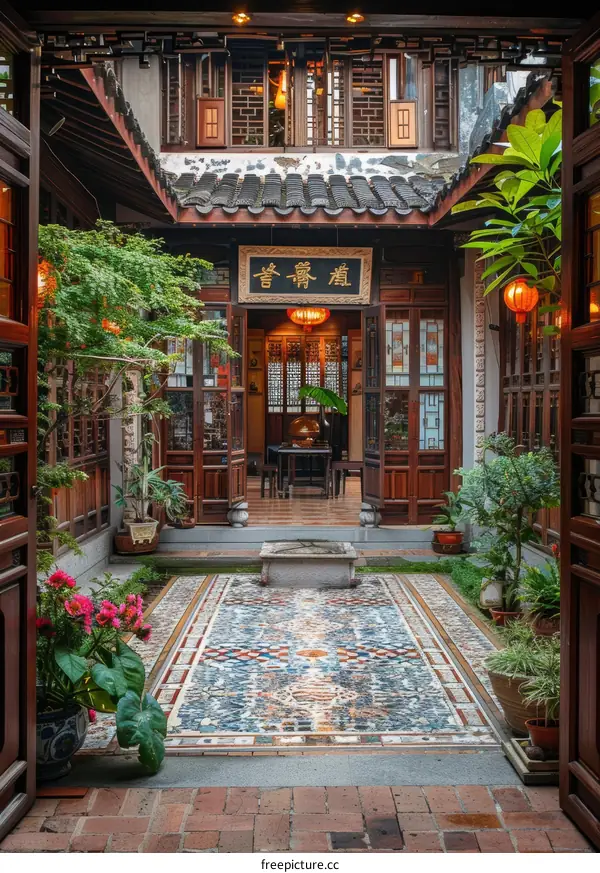 Courtyard of a traditional chinese courtyard house