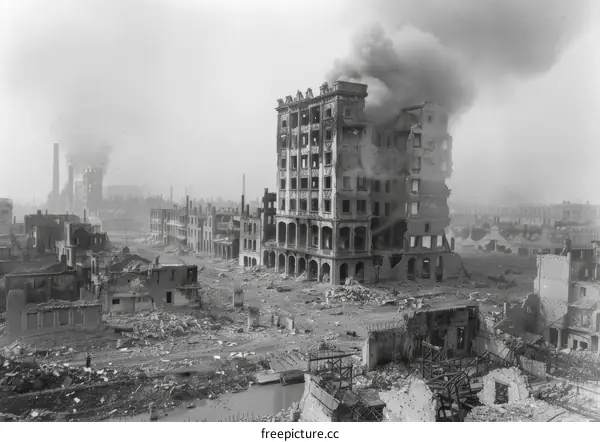 Ruins of Warsaw Poland after World War I