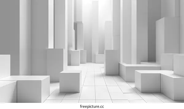 Futuristic White Cityscape: Minimalist Architecture