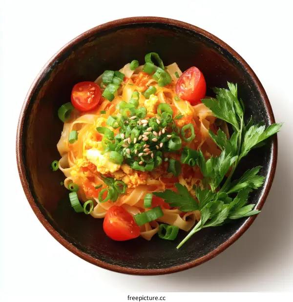 Delicious Pasta Dish with Tomato Sauce and Herbs