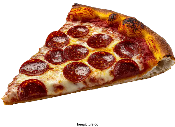 [Transparent Background PNG]Delicious Pepperoni Pizza Slice on White Background