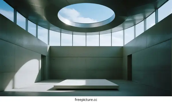 Modern Architecture Interior with Skylight and White Platform