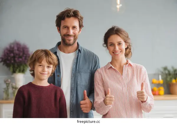 Happy Family Portrait in Kitchen
