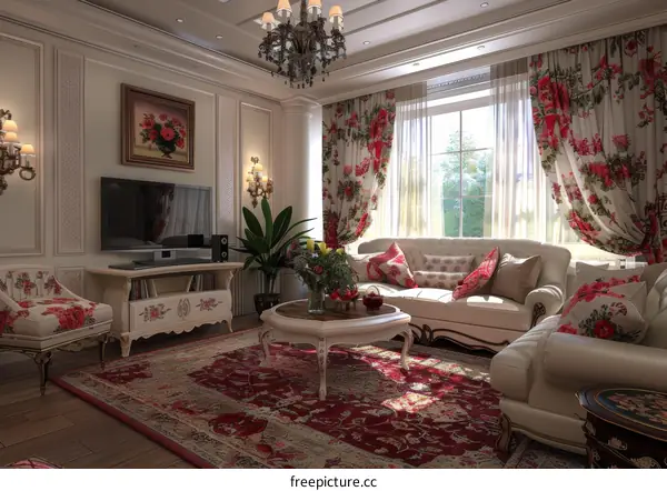 Luxury living room with family enjoying home life