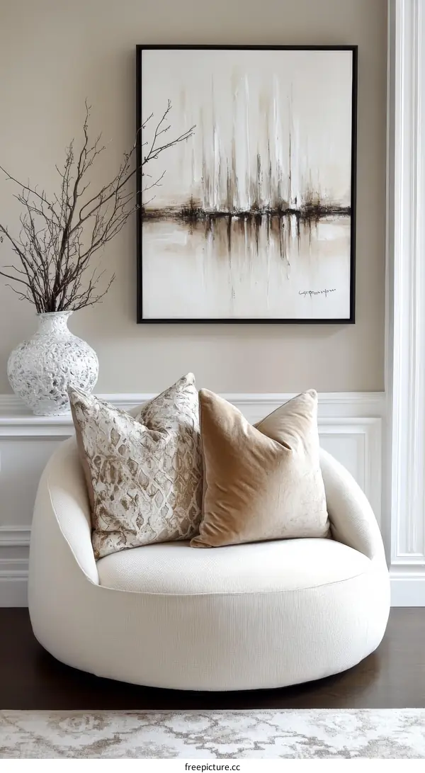 Modern Abstract Art Piece in a Living Room Setting