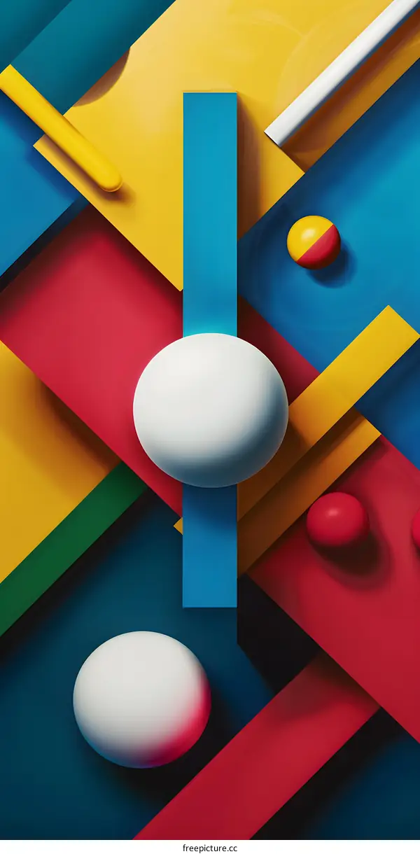 Abstract Geometric Shapes Background With Blue Yellow Red