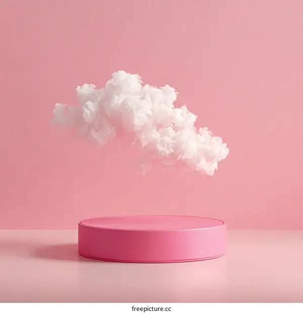 Pink Cloud Display Podium Illustration