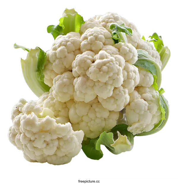 [Transparent Background PNG]White cauliflower with green leaves