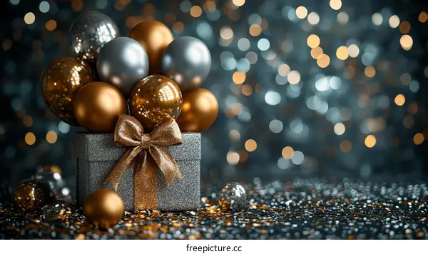 Christmas Gift Box with Shiny Decorations