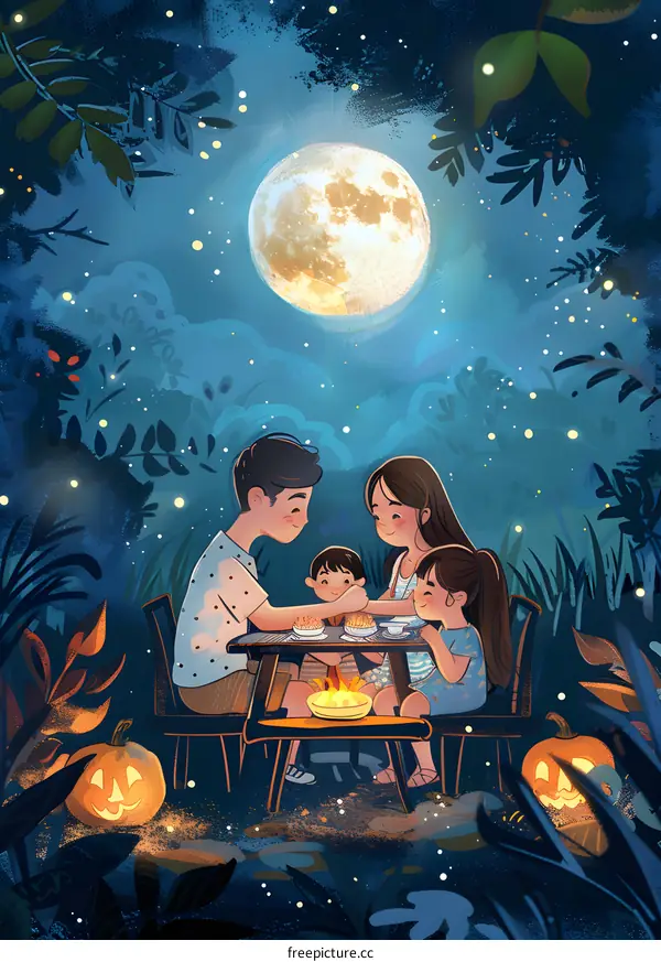 Family Gathering Under The Full Moon