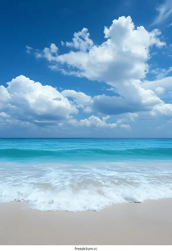 Blue Sky With White Clouds Over The Sea And Beach