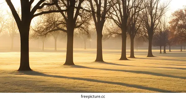 Autumn Landscape with Trees and Golden Light