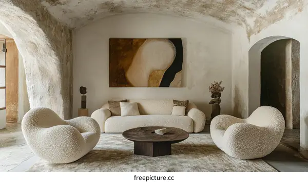 Modern Beige Living Room Interior Design