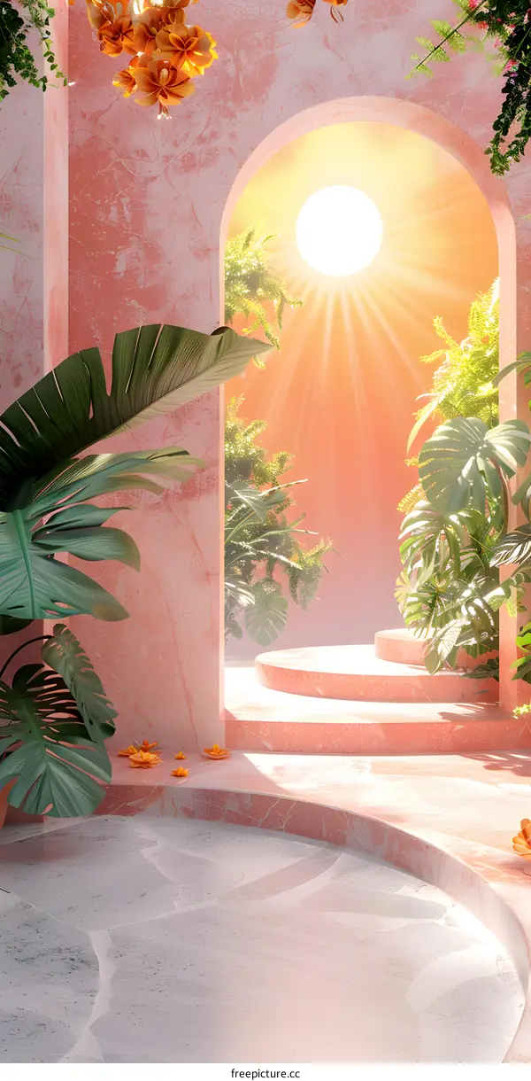 Tropical Archway Bathed in Sunlight