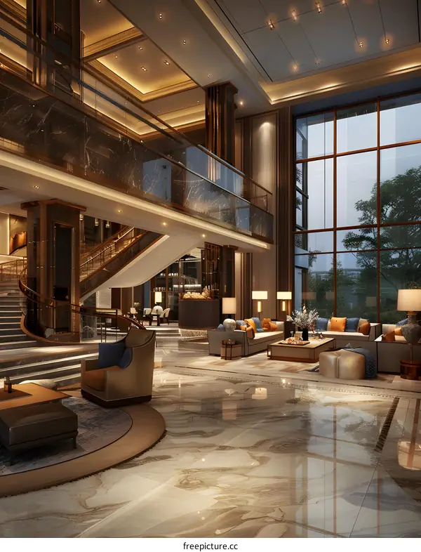 Luxury hotel lobby