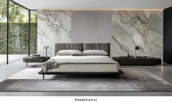 Modern Bedroom Interior Design With Marble Wall