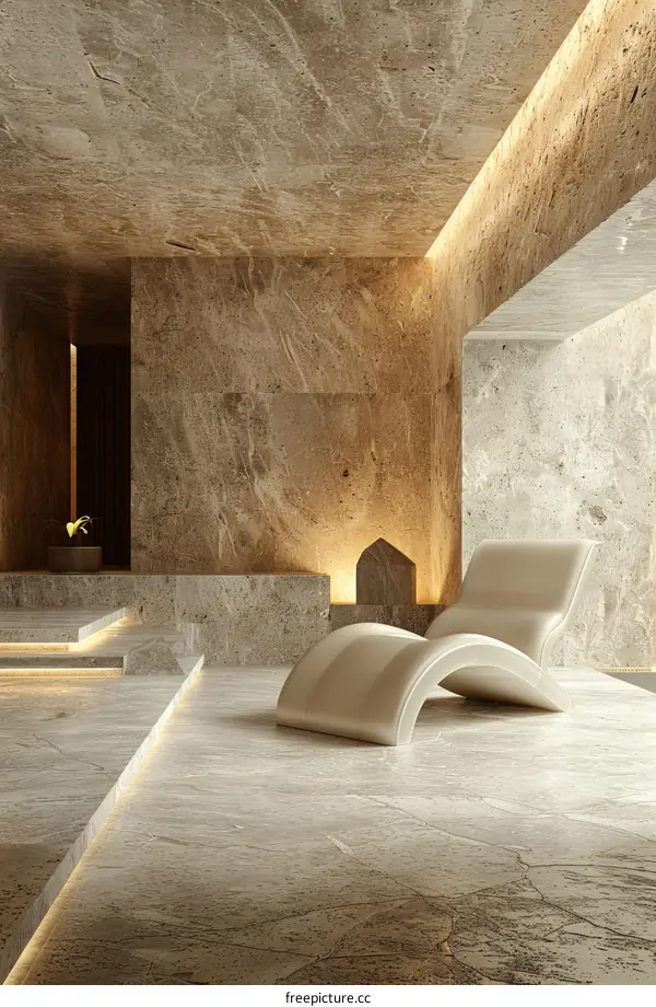 Modern Minimalist Stone Spa Relaxation Area