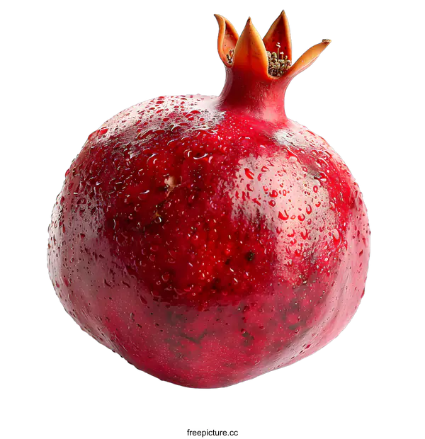 [Transparent Background PNG]Ripe pomegranate with water drops