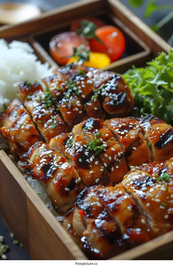 A delicious and healthy meal of chicken teriyaki with rice and vegetables