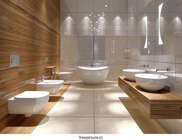 Modern Luxury Bathroom Design with Wooden Accents