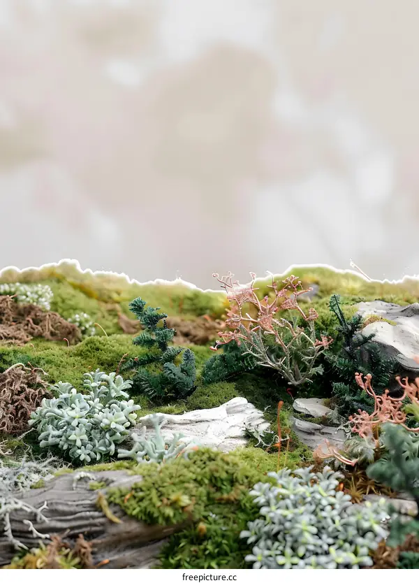 Green Moss Background with Plants