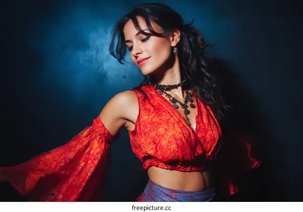 Latin Dancer in Vibrant Red Dress