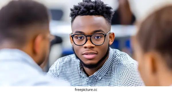 Young African American Male Student in a Classroom