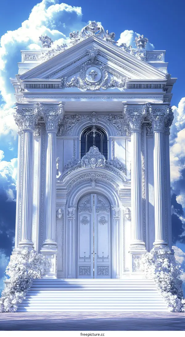 Elegant White Architectural Entrance Illustration