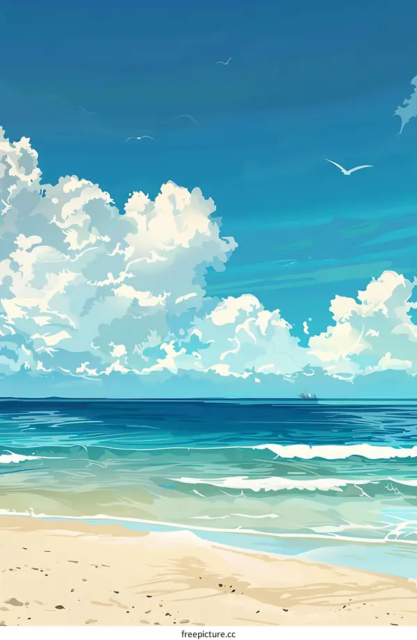 Beautiful Summer Beach Landscape With White Clouds