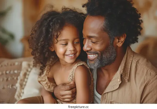 Father and daughter laughing together