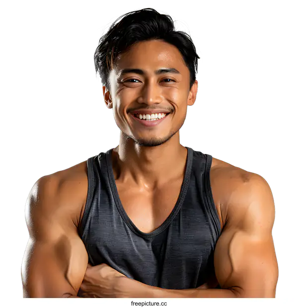[Transparent Background PNG]portrait of a young asian man smiling