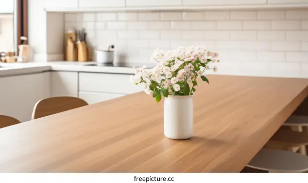 A beautiful vase of flowers sitting on a kitchen counter