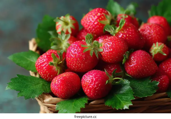 Fresh Strawberries in a Wicker Basket
