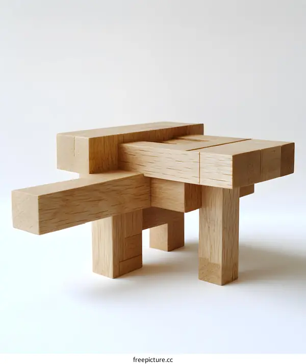 Wooden Puzzle Sculpture Abstract Art
