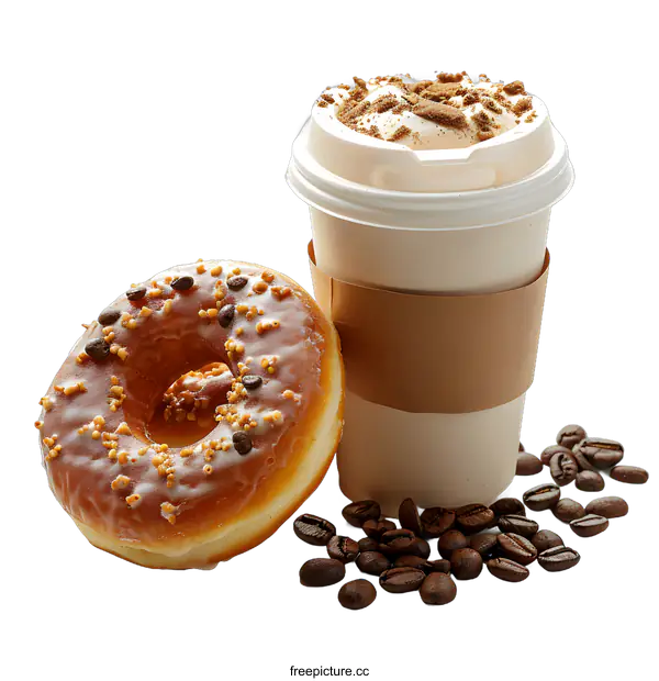 [Transparent Background PNG]Coffee and Donut Treat