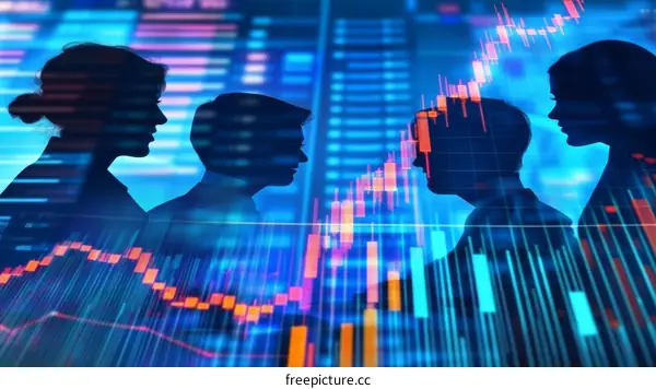 Business Collaboration Silhouette Illustration with Data Graph