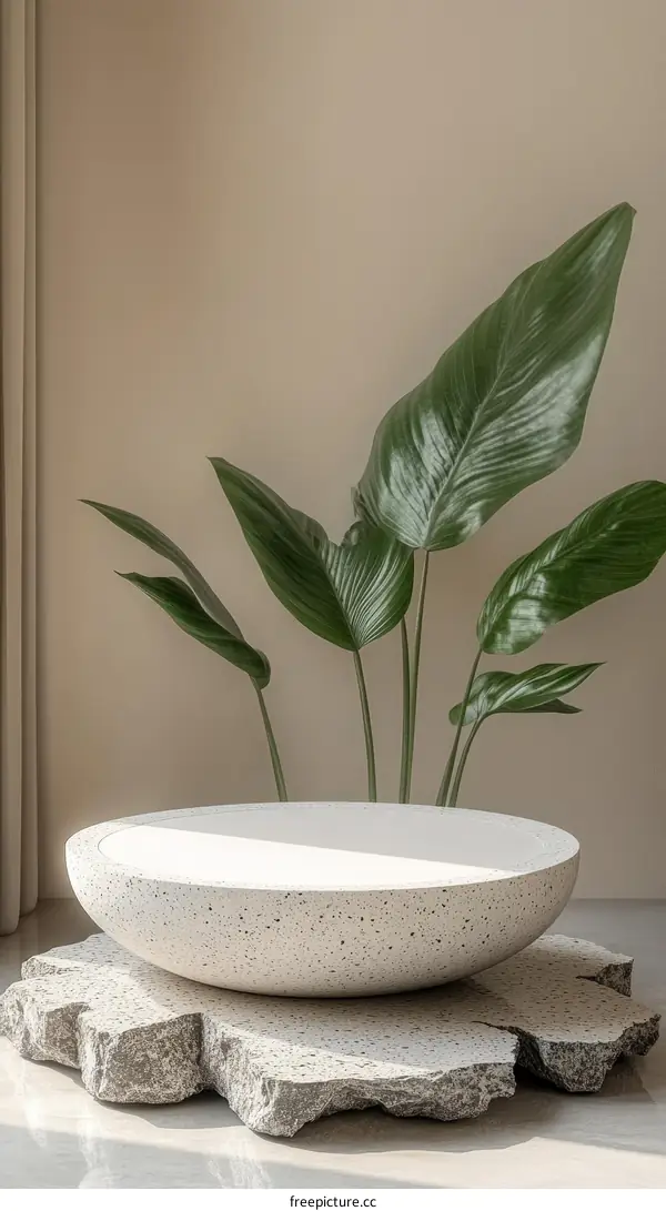 Modern Minimalist Display Platform with Plants