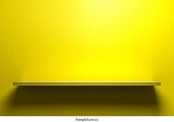 Empty Shelf Against a Vivid Yellow Wall