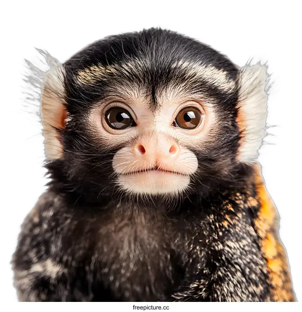 [Transparent Background PNG]Closeup of a Cute Baby Monkey Looking at the Camera