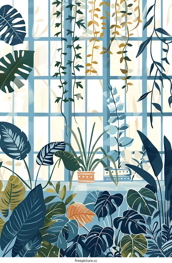 Window With Plants Illustration
