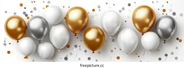 Colorful Celebration Balloons on White Background