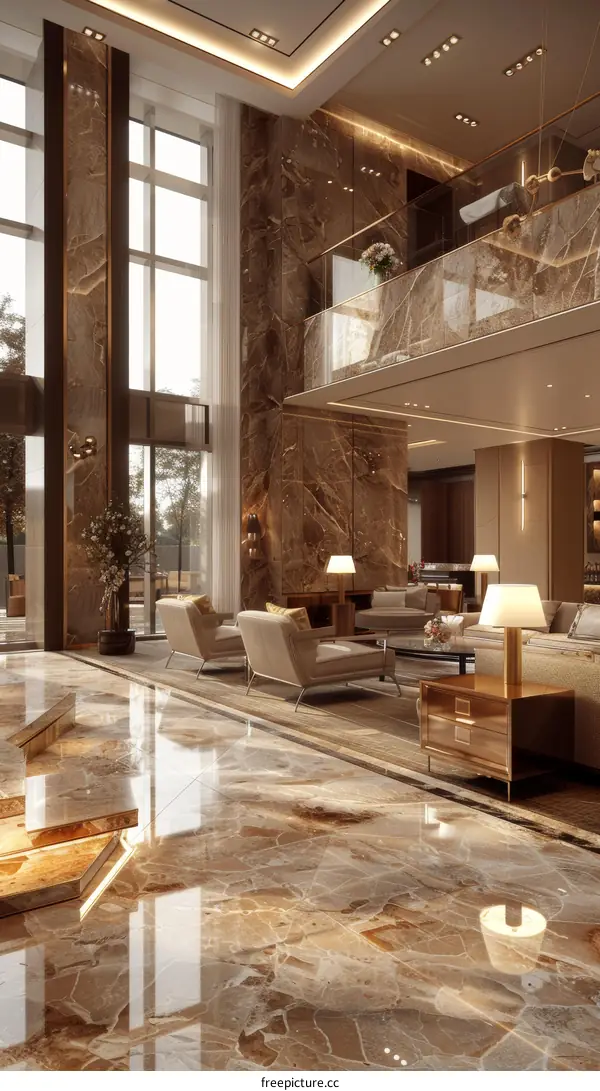 Luxury Modern Interior Design with Marble Flooring