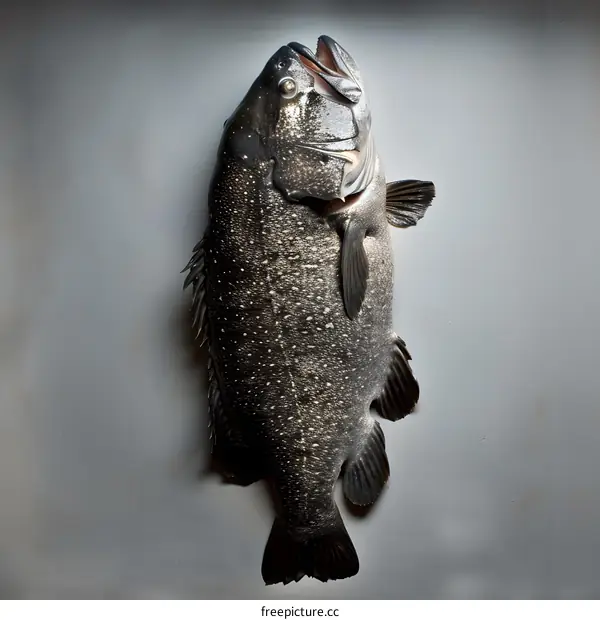 Fresh Black Grouper Fish on White Background