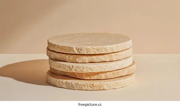 Beige Stone Round Plates Stacked Display