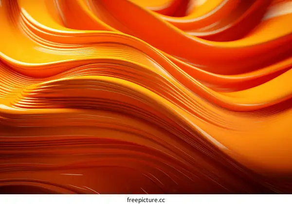 Orange abstract background with smooth wavy lines