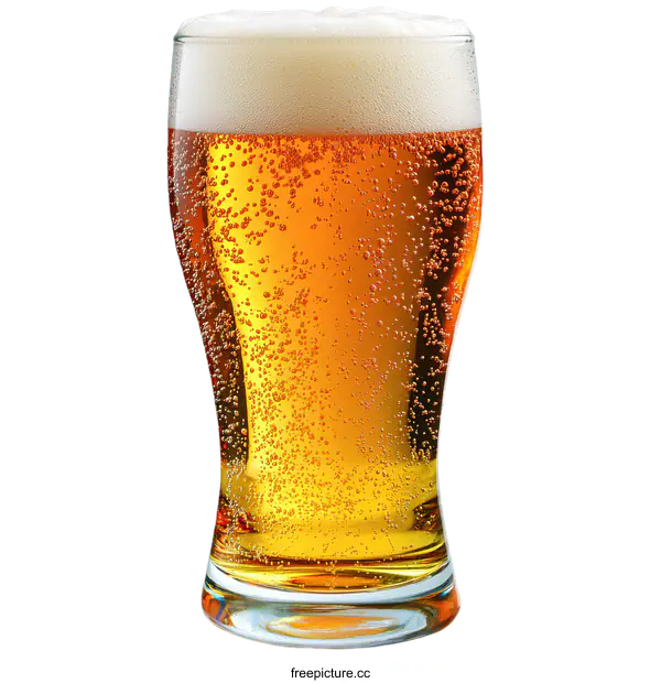 [Transparent Background PNG]Close-up of a Glass of Light Beer