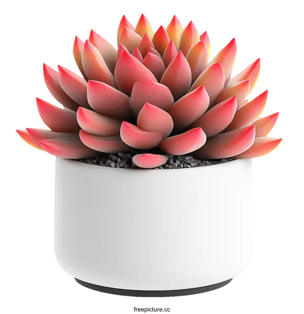 [Transparent Background PNG]Beautiful Pink Succulent Plant in White Pot