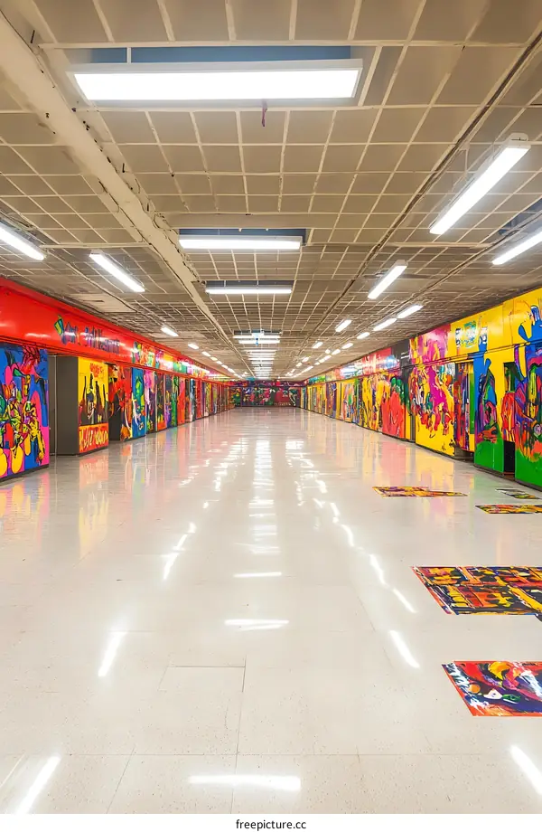 Colorful Graffiti Walls In An Underground Passageway